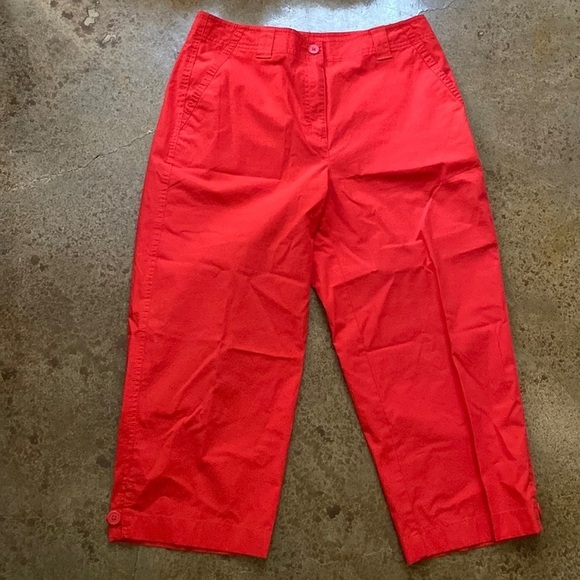 TALBOTS vintage 90’s Y2K red cotton stretch CROP‎ PANTS - Picture 1 of 7